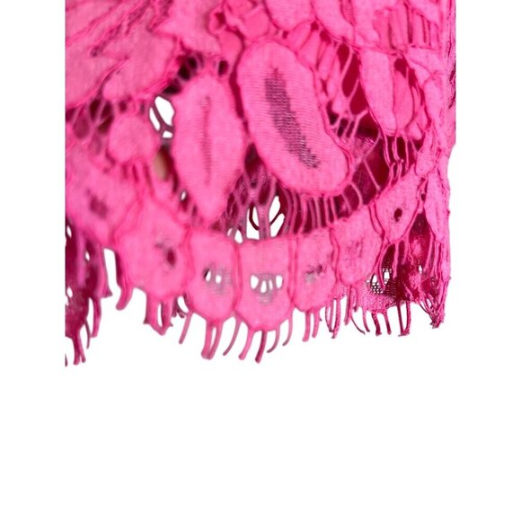 Isaac Mizrahi Top Women L Pink Floral Lace Feminine Ballerina Coquette Fringe - Picture 4 of 11